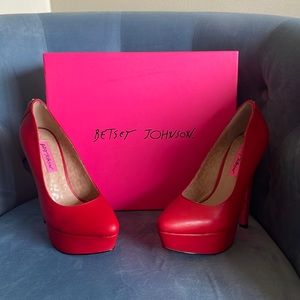 Betsey Johnson Corinn Red Leather Pumps